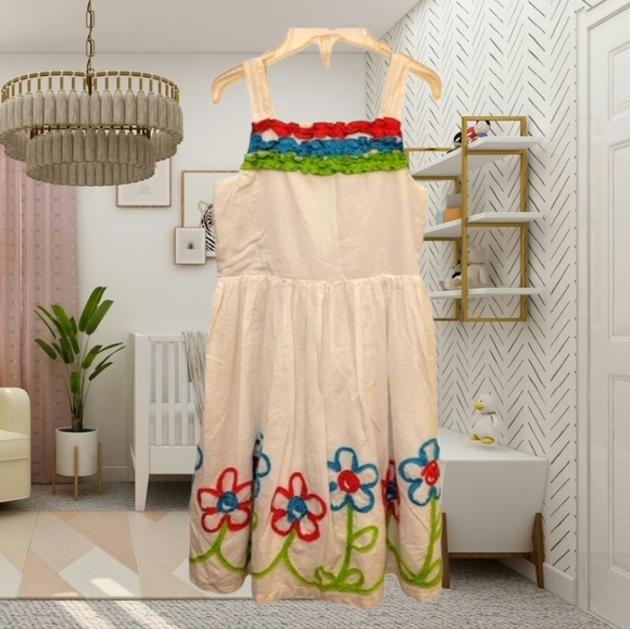 🥳HP! Rare Editions White Embroidered Ruffled Flower Summer Dress Size 6X - Picture 1 of 10